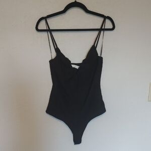 ASTR Black Textured V Bodysuit